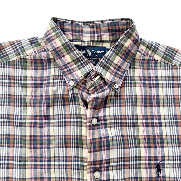VTG Ralph Lauren MCMEEL Cotton Plaid Button Down Shirt S/S Lightweight Soft Sz L - Picture 1 of 8